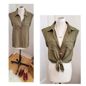 Sleeveless Olive Green Top